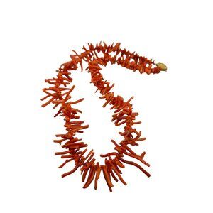 Vintage Branch Coral Necklace with Fancy Flower Clasp (A7647)